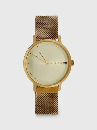 Goldfarbene Uhr mit Magnetarmband