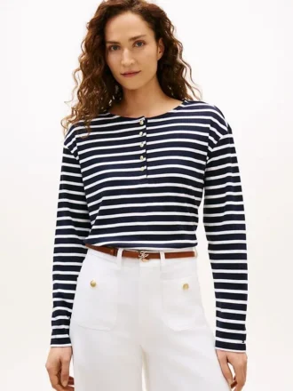 Henley-Shirt aus Baumwoll-Interlock mit lockerer Passform