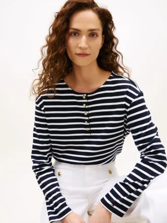 Henley-Shirt aus Baumwoll-Interlock mit lockerer Passform