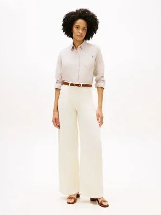 High-Rise-Stretch-Jeans mit weitem Bein
