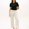 High-Waist-Jeans mit weitem Bein und Eisenbahnstreifen High-Waist-Jeans mit weitem Bein und Eisenbahnstreifen