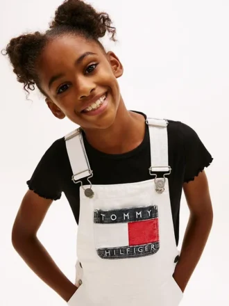 Hilfiger Badge Denim-Latzkleid für Kinder