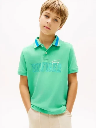 Hilfiger Logo Stretch-Polo für Kinder