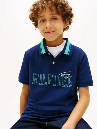 Hilfiger Logo Stretch-Polo für Kinder