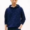 Hoodie aus Velours-Jacquard mit durchgehendem Flaggenlogo Hoodie aus Velours-Jacquard mit durchgehendem Flaggenlogo