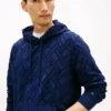 Hoodie aus Velours-Jacquard mit durchgehendem Flaggenlogo Hoodie aus Velours-Jacquard mit durchgehendem Flaggenlogo
