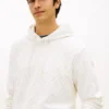 Hoodie aus Velours-Jacquard mit durchgehendem Flaggenlogo Hoodie aus Velours-Jacquard mit durchgehendem Flaggenlogo