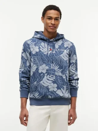 Hoodie mit gebürsteter Innenseite und tropischem Print