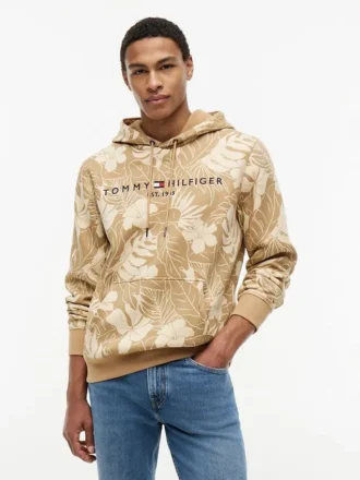 Hoodie mit gebürsteter Innenseite und tropischem Print Hoodie mit gebürsteter Innenseite und tropischem Print