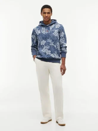 Hoodie mit gebürsteter Innenseite und tropischem Print