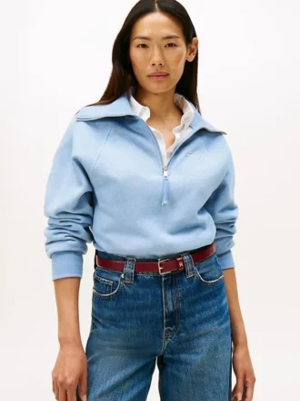 Interlock-Fleece-Sweatshirt mit Viertelreißverschluss