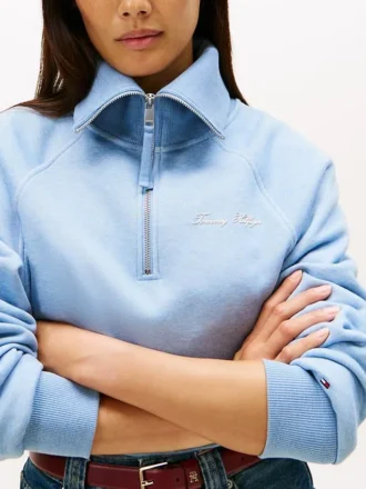 Interlock-Fleece-Sweatshirt mit Viertelreißverschluss