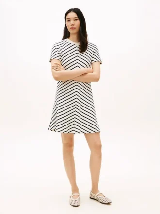 Interlock-Kleid mit Chevron-Streifen