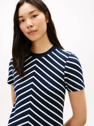 Interlock-Kleid mit Chevron-Streifen