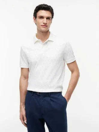 Interlock-Polo mit durchgehendem Flaggenprint
