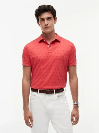 Interlock-Polo mit durchgehendem Flaggenprint
