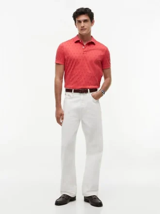 Interlock-Polo mit durchgehendem Flaggenprint