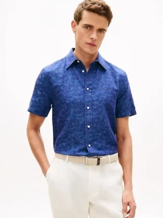 Jacquard-Hemd mit Palmenprint