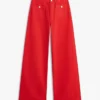 Jeans mit unversäubertem Saum, hoher Taille und weitem Bein Jeans mit unversäubertem Saum, hoher Taille und weitem Bein