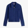 Kabelgestrickte Strickjacke mit Reißverschluss in Boxy-Passform