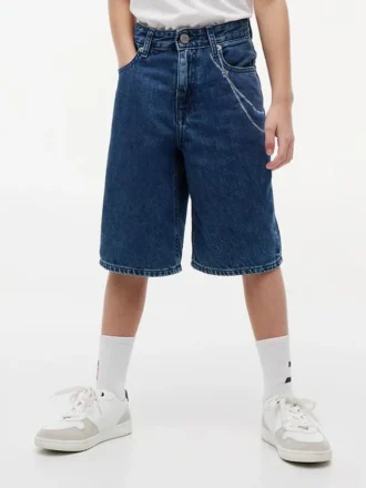 Kinder-Baggy-Jeans-Shorts mit Graffiti-Print