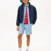 Kinder-Jeans-Shorts mit wellenförmigem Flaggenmuster und Fischgrätenmuster Kinder-Jeans-Shorts mit wellenförmigem Flaggenmuster und Fischgrätenmuster
