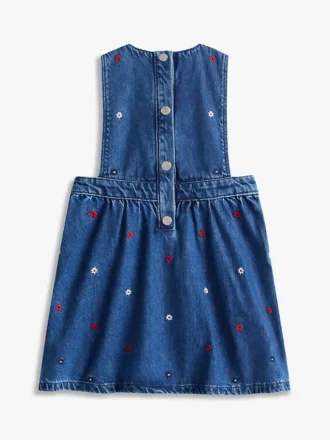 Kinder-Jumperkleid aus Denim mit durchgehendem Blumenmuster
