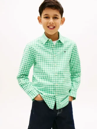 Kinder-Oxfordhemd aus Stretch-Gingham