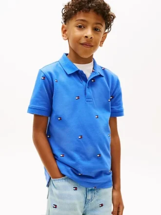 Kinder-Polohemd mit durchgehendem Flaggenprint Kinder-Polohemd mit durchgehendem Flaggenprint