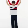 Kinder-Polohemd mit Farbblock-Flaggenmuster aus Stretch