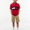 Kinder-Polohemd mit Farbblock-Flaggenmuster aus Stretch