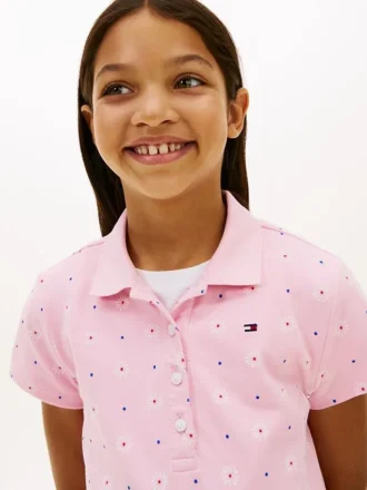 Kinder-Polokleid mit durchgehendem Blumenprint