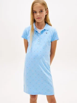Kinder-Polokleid mit durchgehendem Blumenprint