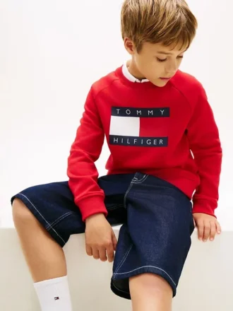 Kinder-Raglan-Sweatshirt mit Tommy-Flag-Logo