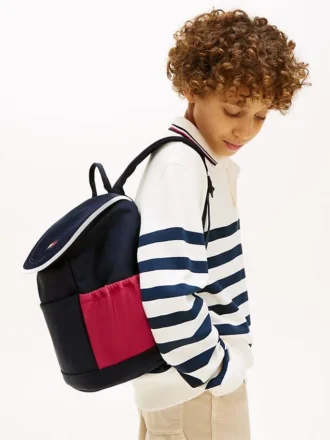 Kinder-Rucksack mit Klappe und Farbblock-Design