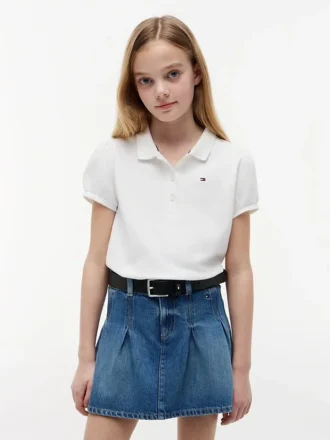Kinder-Stretch-Polo mit Puffärmeln