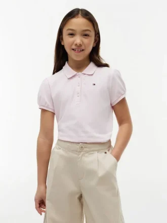 Kinder-Stretch-Polo mit Puffärmeln
