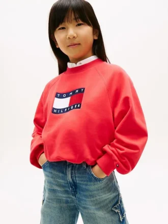 Kinder-Sweatshirt mit gewelltem Flaggenlogo