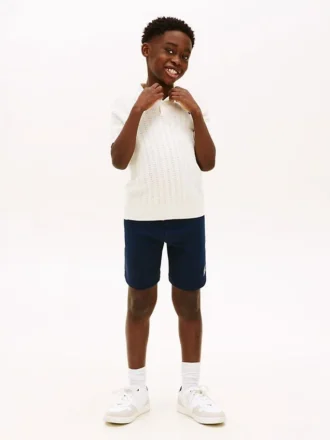 Kinder-Sweatshorts mit breitem Bein und Hilfiger-Logo