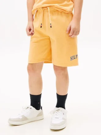 Kinder-Sweatshorts mit breitem Bein und Hilfiger-Logo