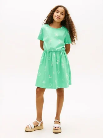 Kinder-T-Shirt-Kleid mit Frühlingsmotiv