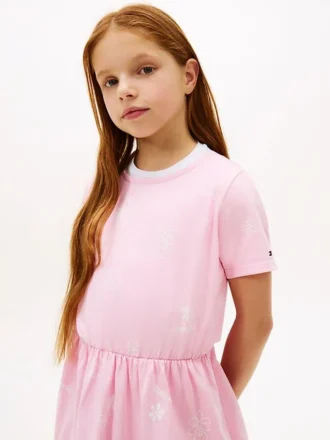 Kinder-T-Shirt-Kleid mit Frühlingsmotiv