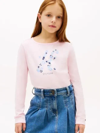 Kinder-T-Shirt mit Blumen-Monogramm