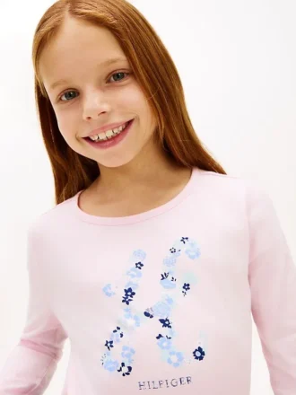 Kinder-T-Shirt mit Blumen-Monogramm