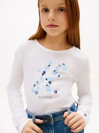 Kinder-T-Shirt mit Blumen-Monogramm