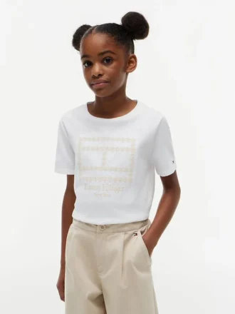 Kinder-T-Shirt mit Blumenflaggen-Motiv