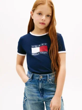 Kinder-T-Shirt mit gewelltem Flaggenlogo