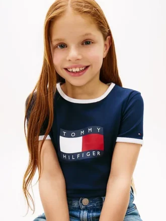 Kinder-T-Shirt mit gewelltem Flaggenlogo