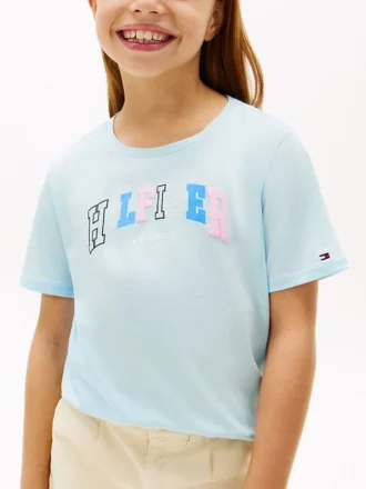 Kinder-T-Shirt mit mehrfarbigem Hilfiger-Logo