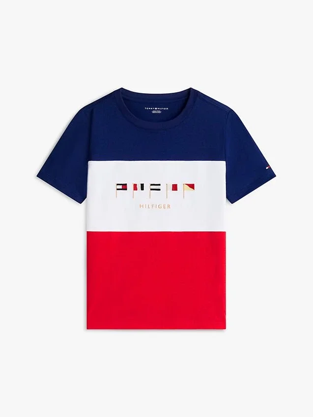 Kinder-T-Shirt mit Multiflag-Logo und Farbblock-Design Kinder-T-Shirt mit Multiflag-Logo und Farbblock-Design